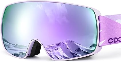 Odoland Ski Goggles Snowboard Goggles for Kids UV400 Anti Fog Windproof Goggles with Large OTG Lens Globe Waterproof