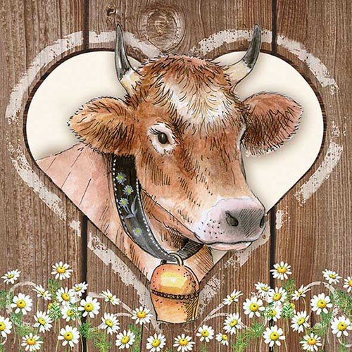 Ambiente Lot de 20 serviettes en papier Motif vache 33 x 33 cm