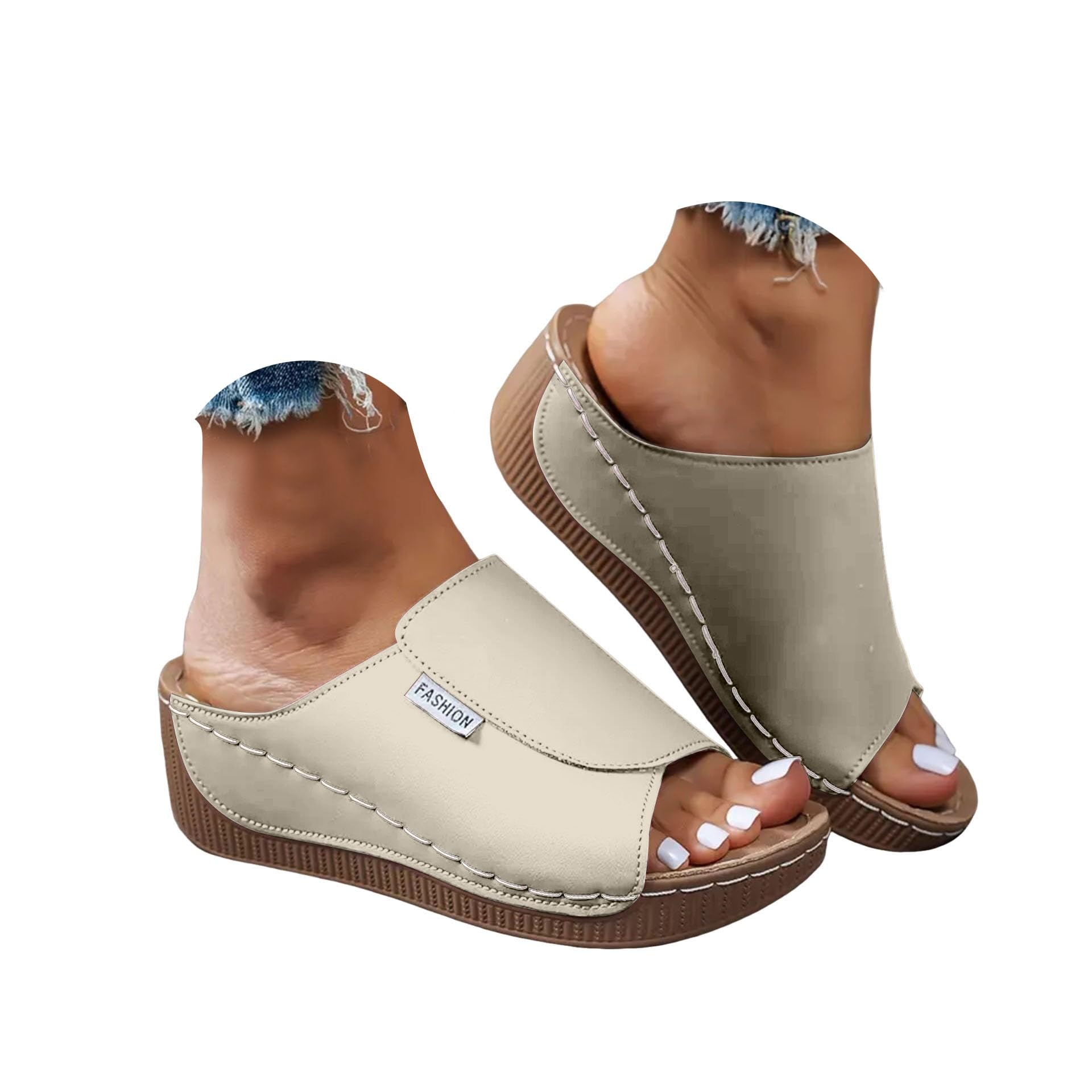Sandals Womens Flip Flops 2026 Beach Slip On Open Toe Wedge Sandals for Women Dressy Summer Casual Comfortable Wedges Slippers — view 18
