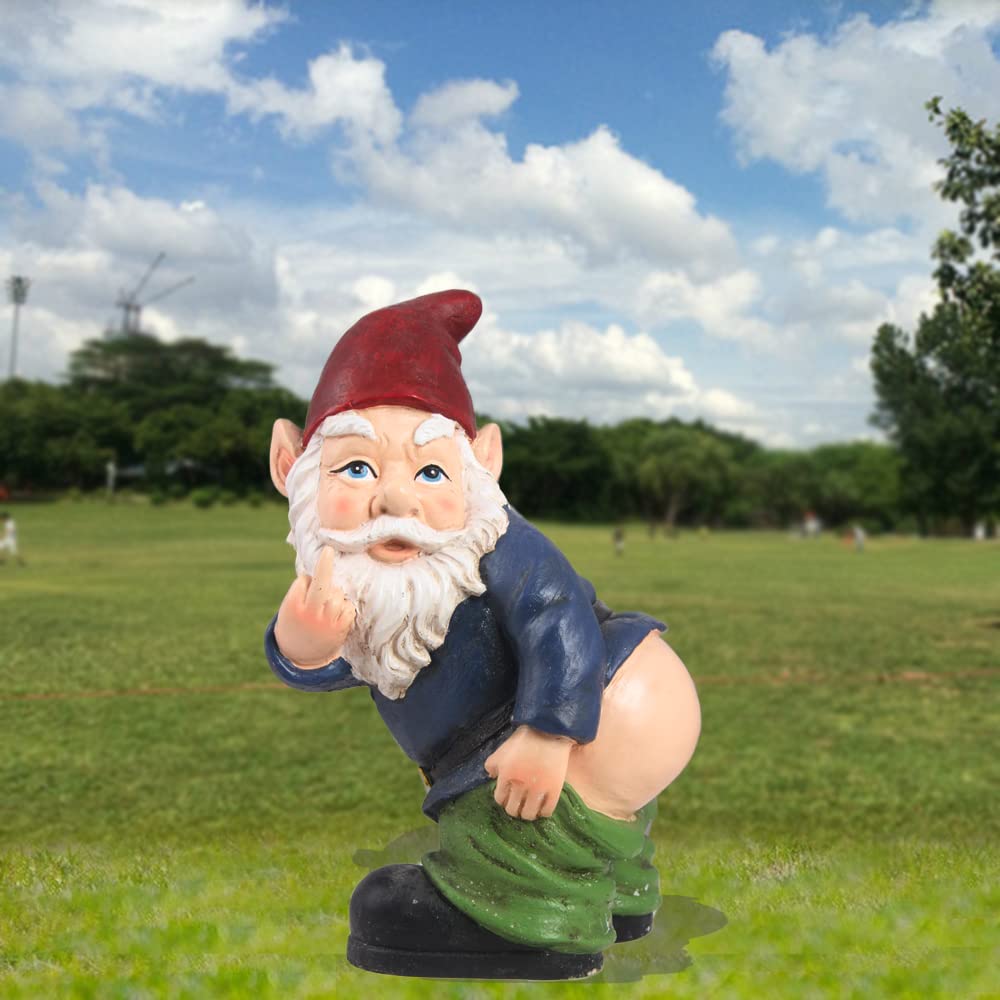 Hi-Line Gift Gnome Mooning,Blue and Green, 6.5 in x 6 in x 10.25 in