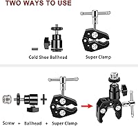 Vista 8 de Pinza de micrófono con cabeza de bola ajustable y tornillo de micrófono, compatible con micrófonos y accesorios de fotografía
