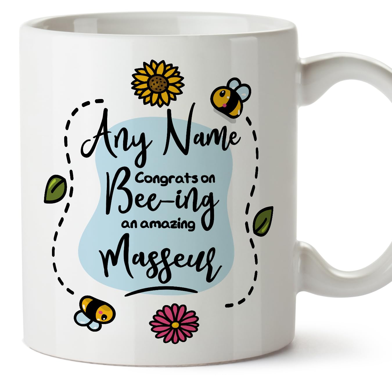 MUGFFINS Personalised Mug for Masseur - in English - Thanks for Beeing - Funny Custom Gift for Colleagues - Ceramic 11oz Mug