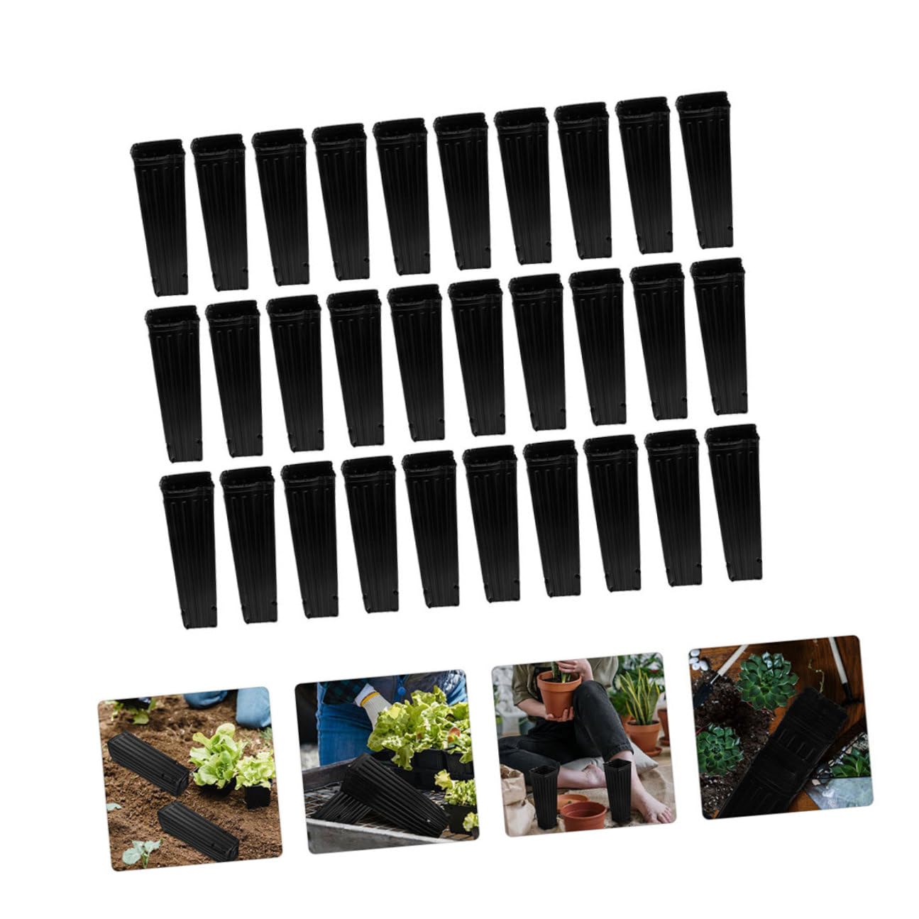 Veemoon Lot de 60 Godets de Culture en Plastique Noir 10x30 Cm pour Pépinière, Pots Profonds et Nutritifs pour Semis D’Agrumes, Légumes et Plantes, Accessoires de Jardinage Respirants