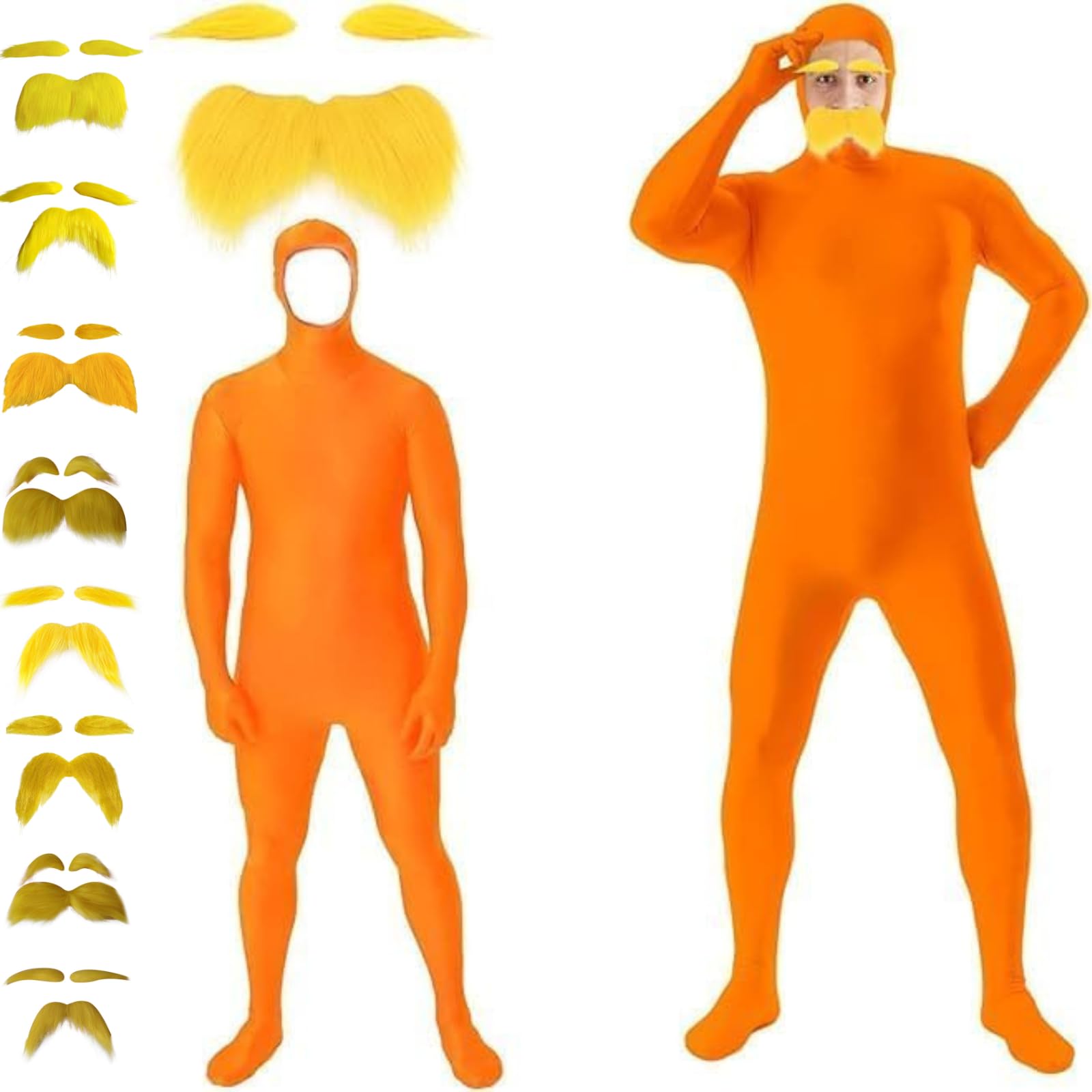Costume Moulant Orange Intégral Avec Visage Ouvert - Déguisement Halloween, Carnaval, Unisexe Adulte