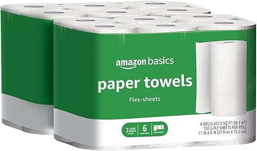 Tienda Basics Toallas de papel de 2 capas hojas flexibles 12 rollos de valor anteriormente Solimo