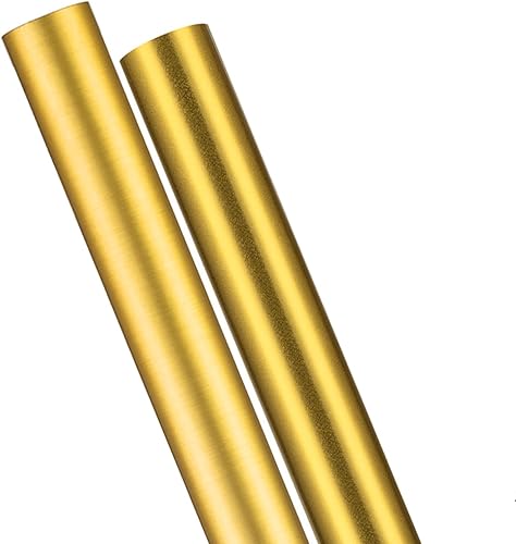 CC wonderland zone Rollo de papel de regalo dorado, papel de regalo de cumpleaños, papel de regalo, 2 rollos (17 x 196 pulgadas x 2 rollos)