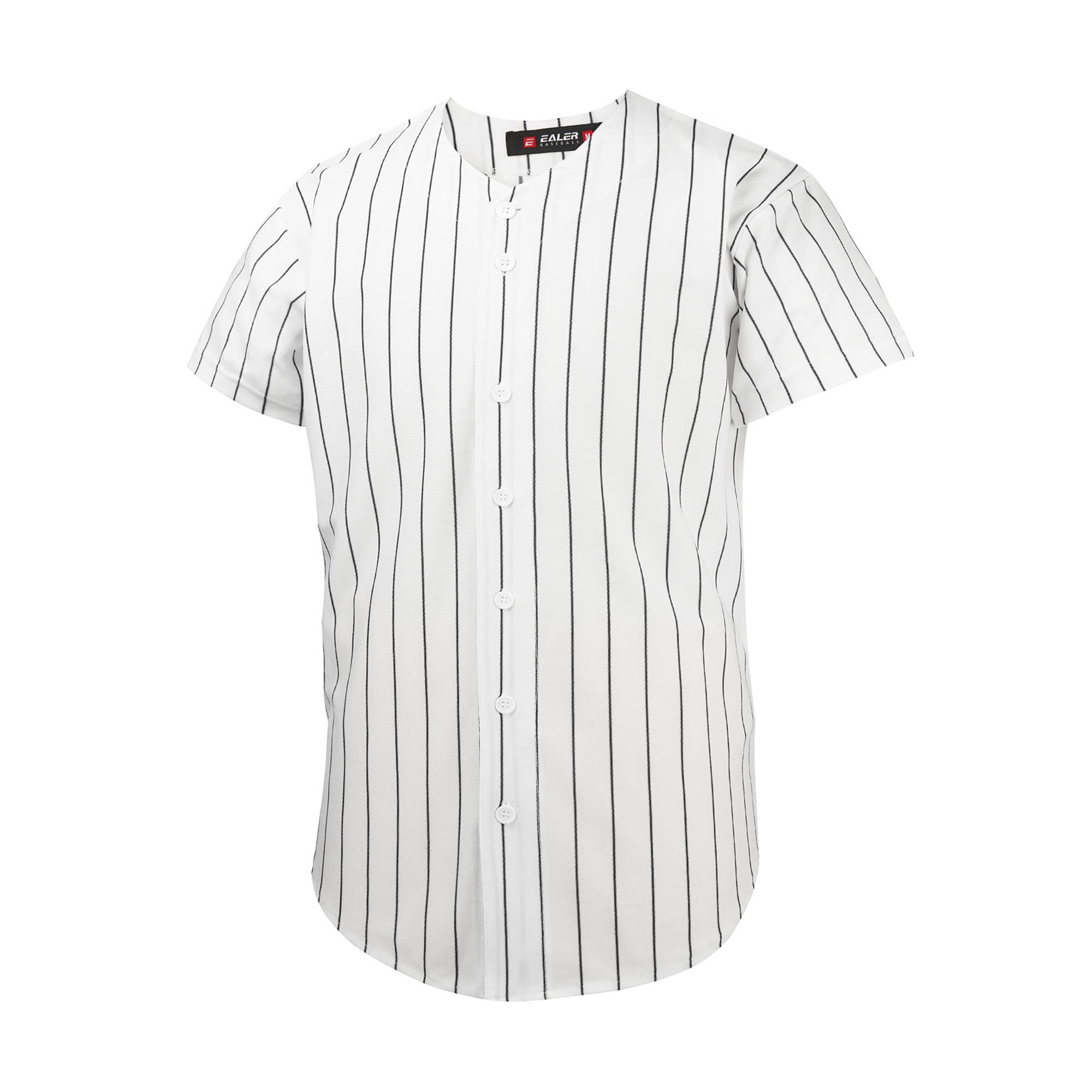 EALER BJ80 Series Mens Baseball Jersey Button Down Shirts Short Sleeve Hipster Hip Hop Sports Uniforms, Swhite, Medium