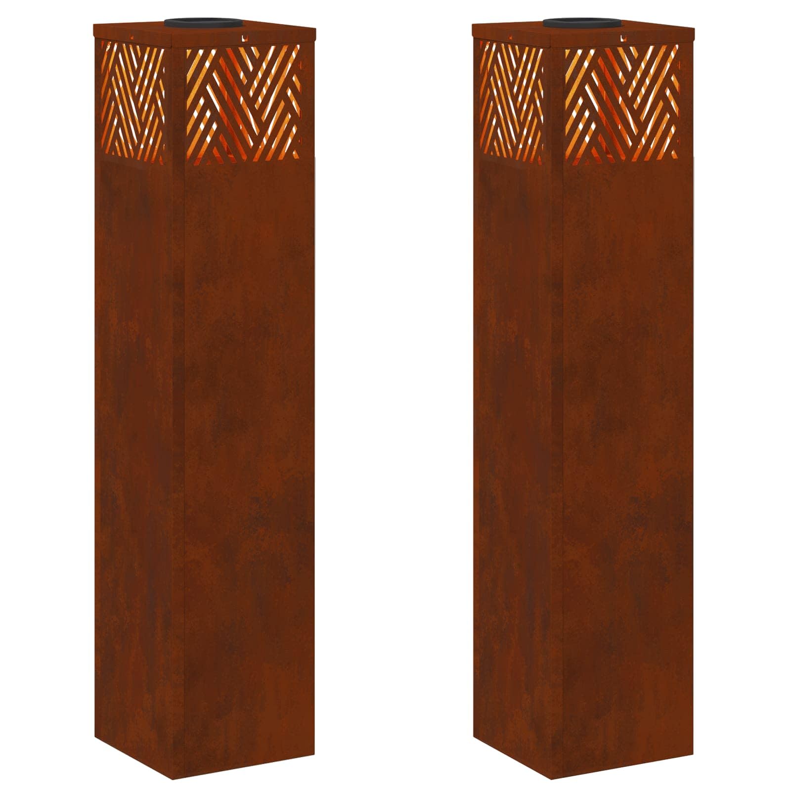 Vidaxl Solar Led Pathway 2 Pcs Weathering Steel Light/Bronze