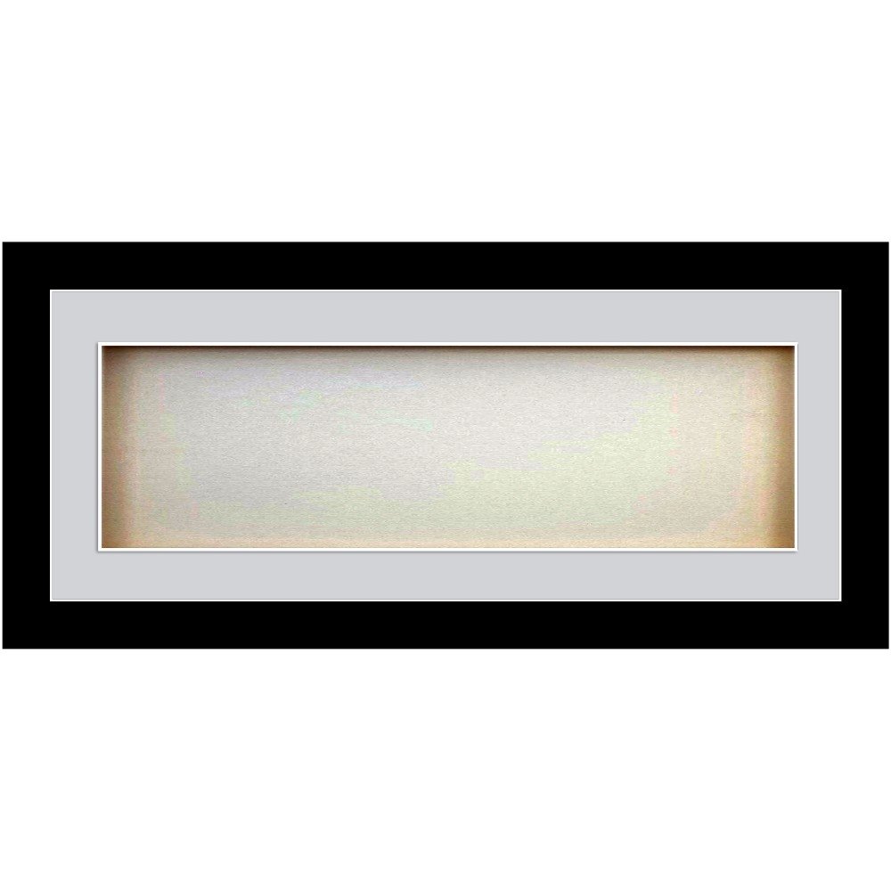 Kwik Picture Framing LtdRectangle 3D Cube panoramic box frames for baby cast | Grey Mount | Black Frame
