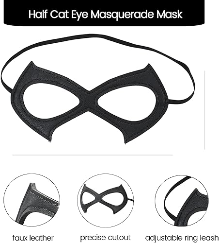Miniatura 4 de Máscara de gato para mujer, máscara de mascarada, máscara de ojos negros, máscara de superhéroe para disfraz de Halloween o cosplay