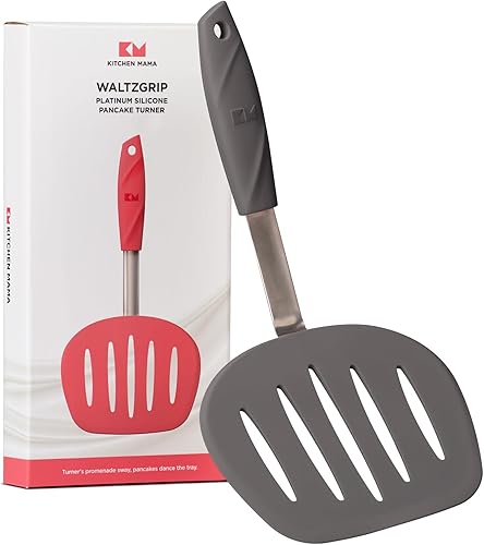 Miniatura 9 de Kitchen Mama WaltzGrip - Espátula de silicona platino para panqueques: resistente al calor, flexible, núcleo de acero inoxidable, antiadherente,