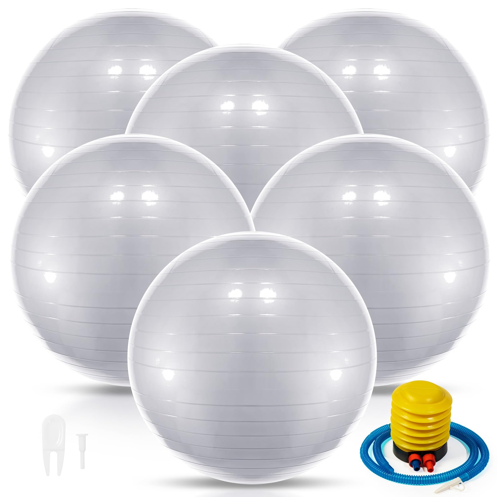 Jexine 6 palline da yoga in PVC, per equilibrio e stabilità e equilibrio, pompa rapida per allenamento fisico, gravidanza, casa, ufficio, palestra