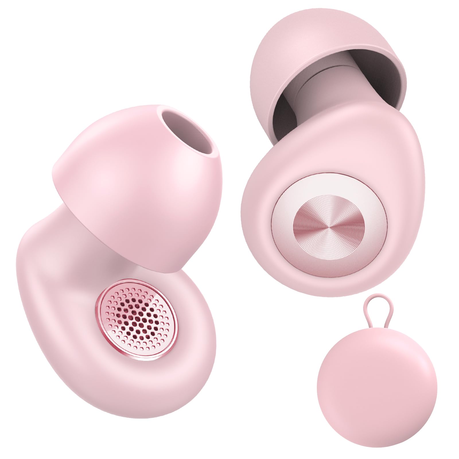 CASCHO Tappi Orecchie Dormire, Auricolari Riutilizzabili in Silicone Morbido Antirumore, Design Ergonomico Leggero con 45dB Isolamento, Sonno/Lavoro/Viaggio, 4 Misure (XS/S/M/L), Rosa peonia