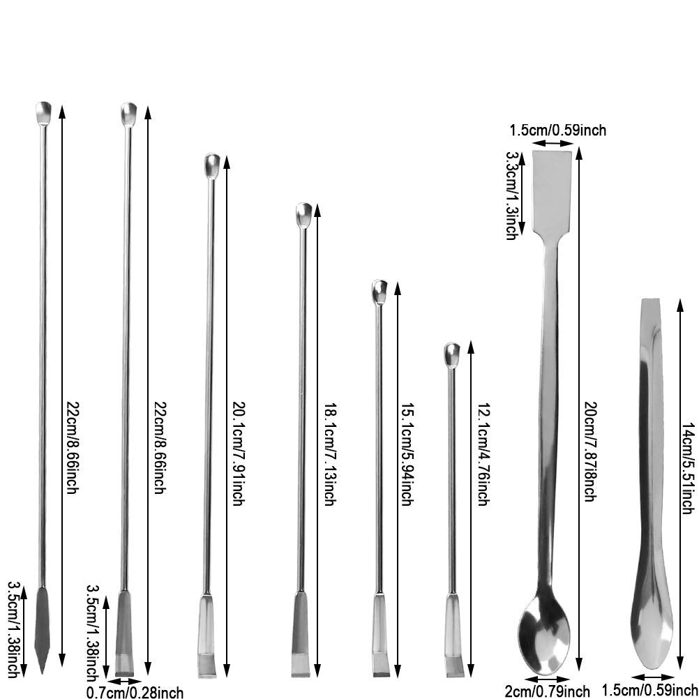 12pcs Spatole in Acciaio Inossidabile Cucchiaio Spatola per Polveri,Cucchiaio Spatola Laboratorio,Cucchiai in Acciaio Inossidabile,Spatola di Miscelazione,Cucchiai da Laboratorio