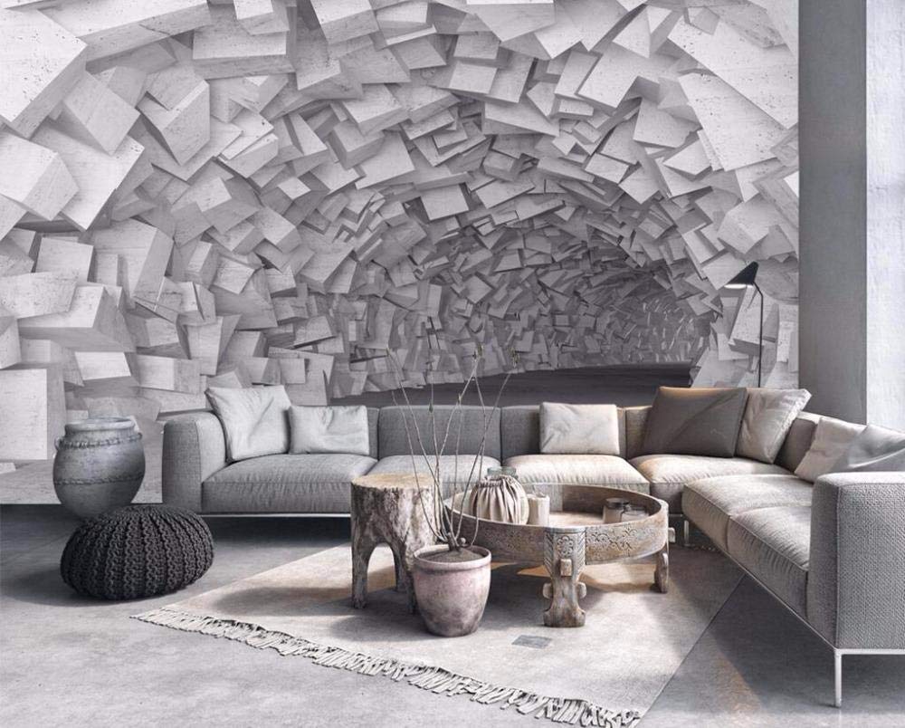 Papier peint tunnel 3D pour salon style loft industriel et rétro 250x175 cm