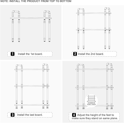 Miniatura 6 de HouseAid Estantería industrial de 3 niveles, estante rústico de pie de granja, estantes abiertos de madera de pino real para sala de estar, baño y