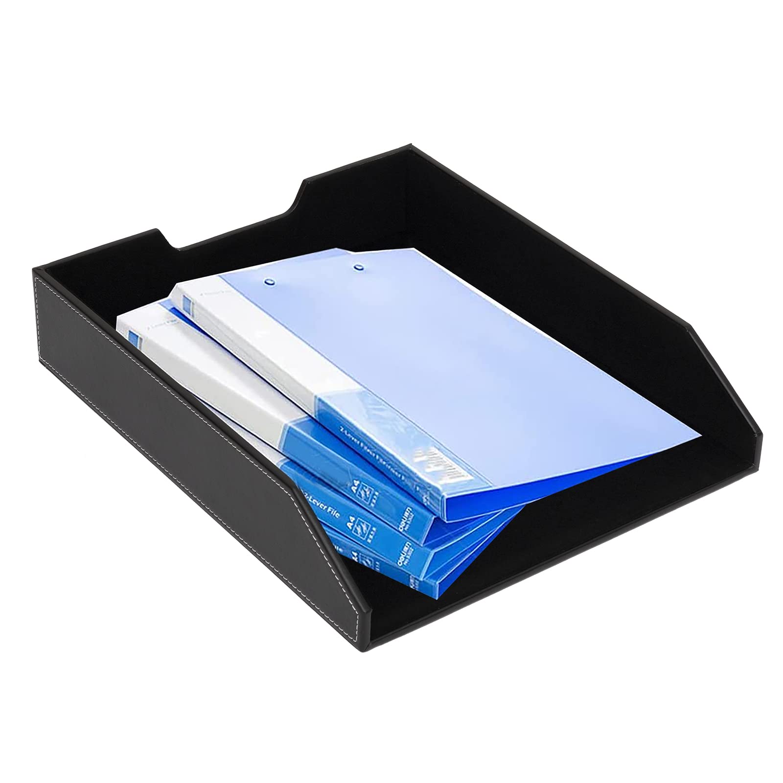 Bürobedarf/Schreibtisch-Organizer-Set mit Leder-Schreibblock, Aktenablage, Zeitschriftenordner, Stifthalter, Haftnotizhalter, Briefbriefsortierer, Arbeitsplatzdekoration für Damen und Herren, Schwarz,