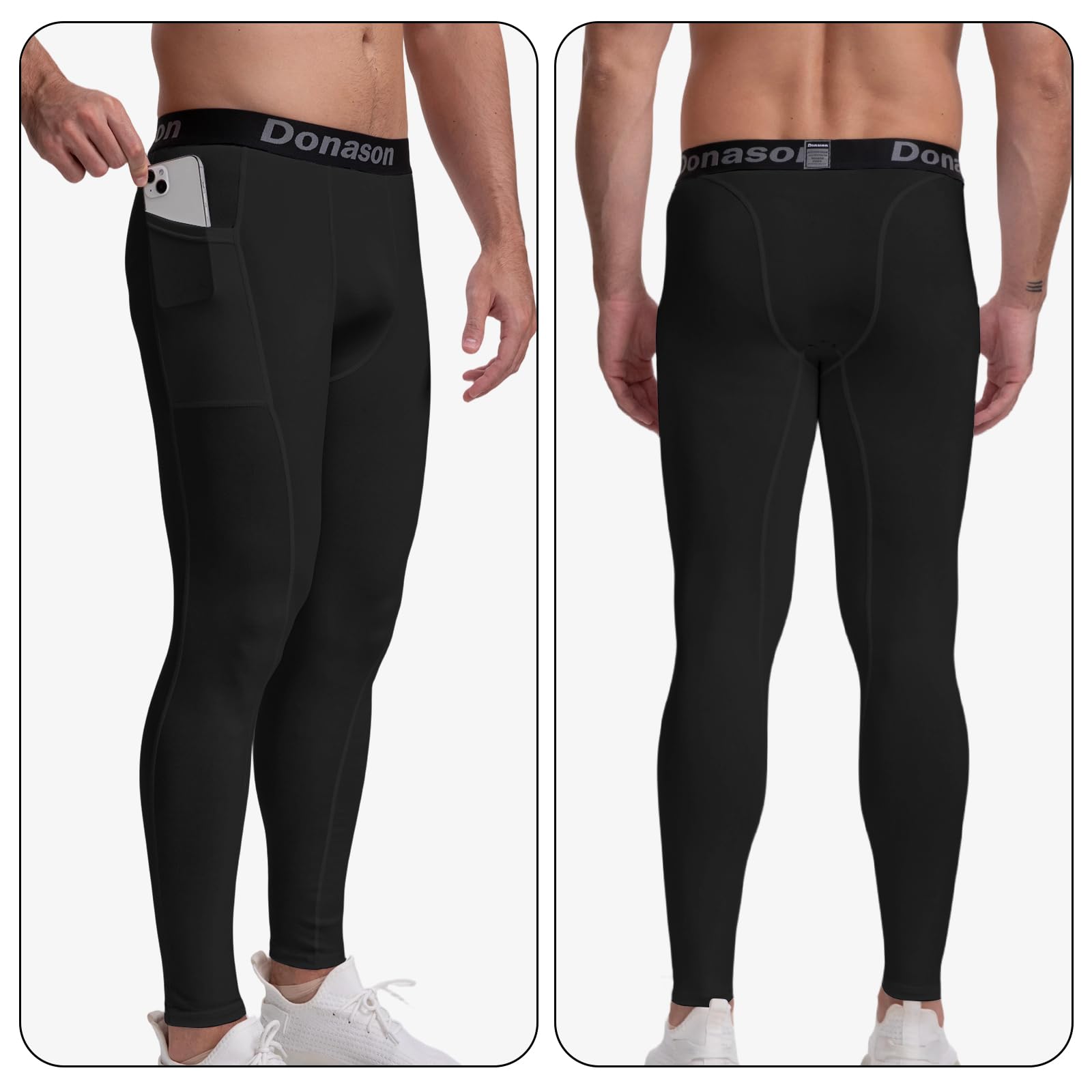 Męskie legginsy kompresyjne z kieszeniami, legginsy do biegania męskie rajstopy warstwa bazowa atletyczna siłownia obcisłe elastyczne szybkoschnące spodnie sportowe podgrzewane spodnie na