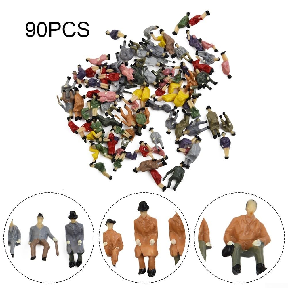 90Pcs Plastic Seated Figures HO Scale 1:87 Model Train Passengers Assorted Poses for Outdoor Landscape Scene Decoration