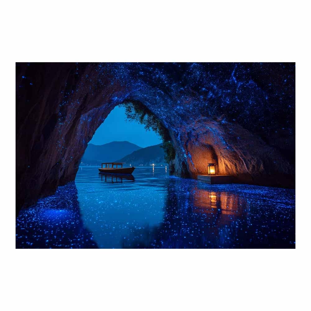 HOQIU Beautiful wall art Bioluminescent Cave Scene canvas artwork for wall, art prints, For living room, bedroom, bathroom, dining room, painting and decor.(Multicolor)-30x40cm Unframed
