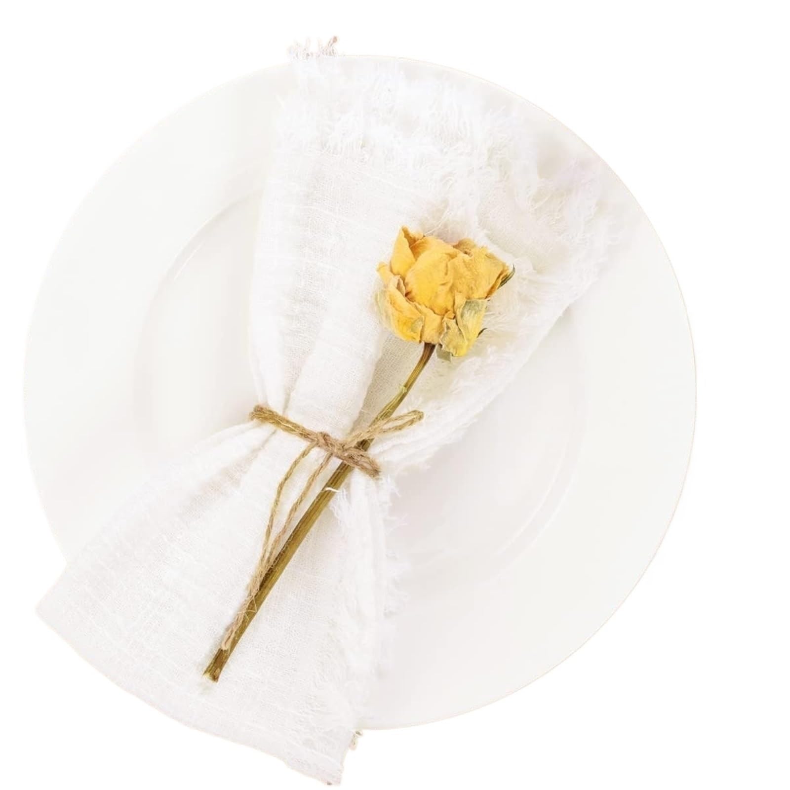 Cloth Napkins 50 Pack 32x32cm Handmade Cotton Cloth Napkins, 100% Gauze With Fringe For Dinners, Parties, Weddings, Banquets