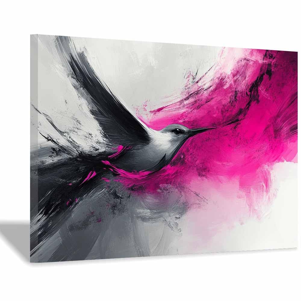 JOSUE Colourful Animal Canvas Wall Art Abstract Painting Home Decor Wall Poster Print Wall Artwork Living Room Picture(Grey 59)-70x100cm Framed