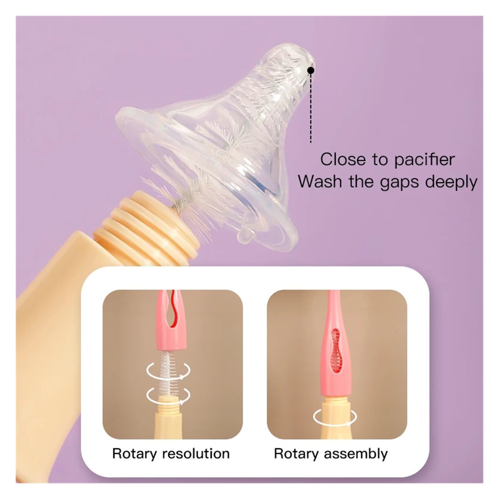 flaschenbürste Nylon Schwamm Baby Flasche Reinigung Pinsel Set Nippel Fütterung Reiniger Werkzeuge 2 In 1(Blue)