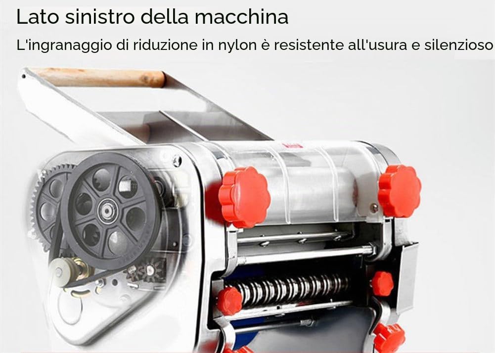 Macchina per Pasta Fresca Professionale,Macchina Pasta Fresca Elettrica per Noodle,Biscotti,Pizza,Sfogliatrice con Coperchio,Ritrazione Lama,Doughwidth24cm
