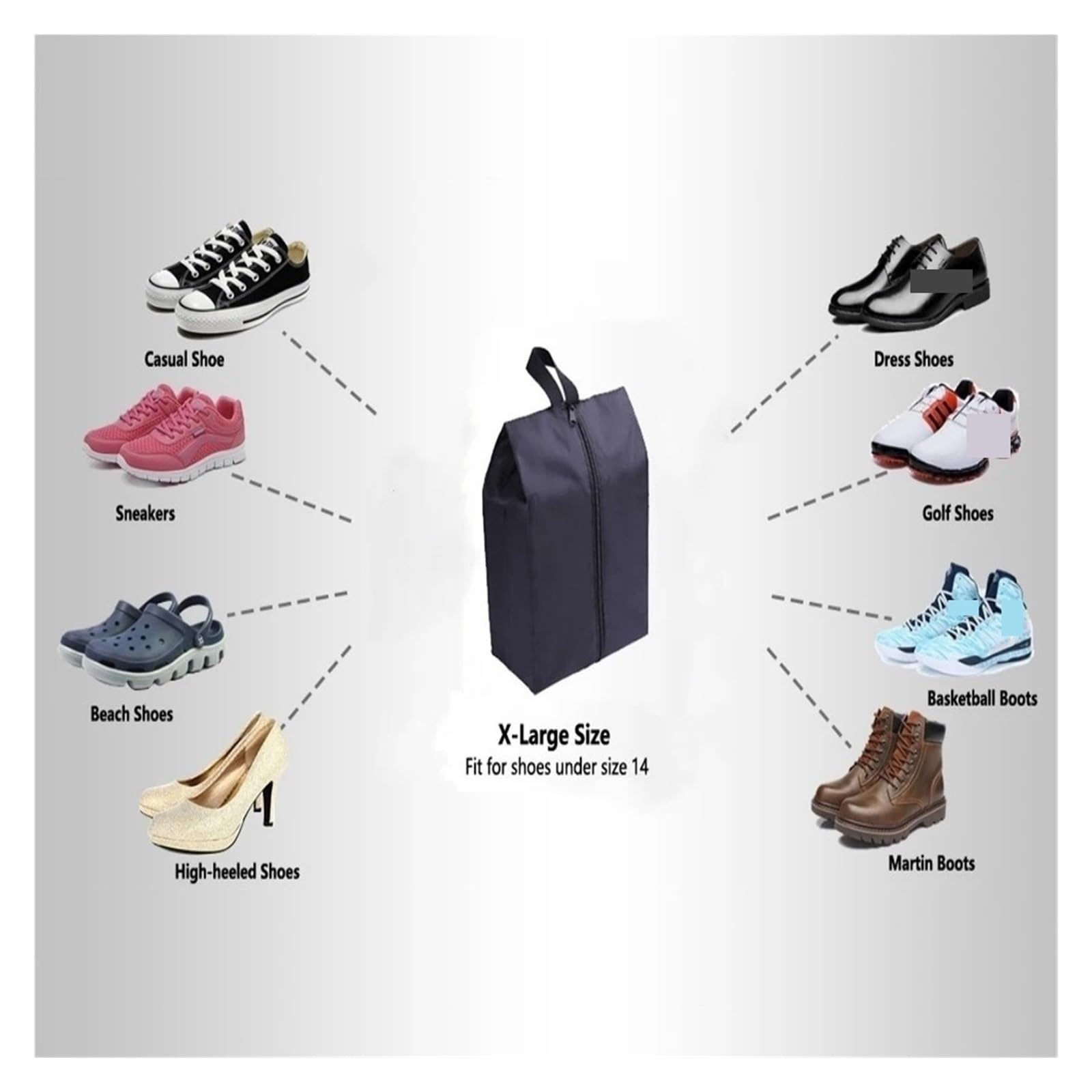 Bolsa para Zapatos Paquete de 2 o 4 Bolsas Almacenamiento Zapatos Impermeables Nailon portátiles
