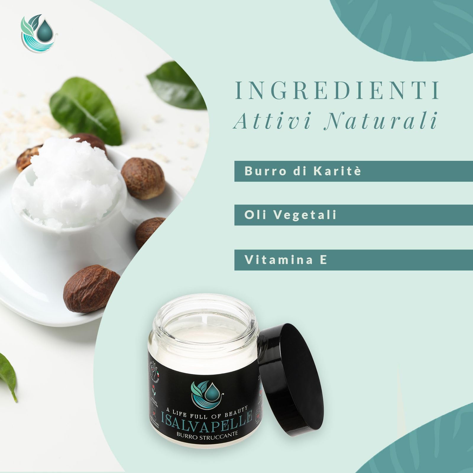 I Salvapelle Burro Struccante Viso e Occhi – Cleansing Balm 80 ml – Detergente Solido per Skincare Naturale Waterproof – Pulizia e Maschera Idratante 2 in 1 con Burro di Karité per Pelle Sensibile