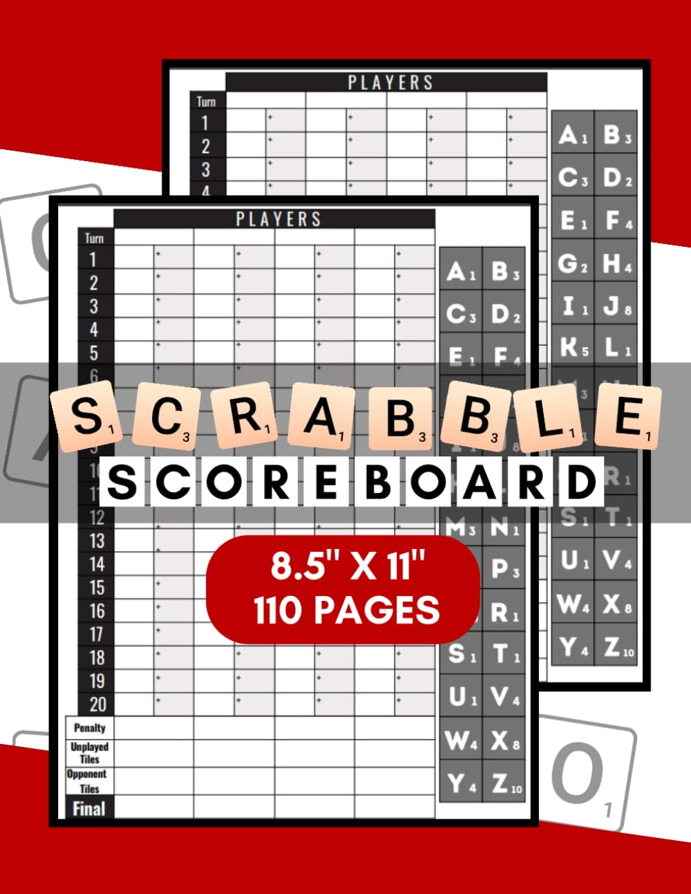 Scrabble Score Board: Scoring Sheets For Scrabble Players & Lovers