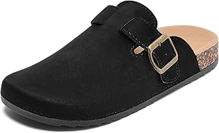 DDXYYDS Suede Clogs Men & Women Unisex Leather Mules Soft Cork Footbed Adjustable Buckle Slip Sandals Potato Shoes with Ar...