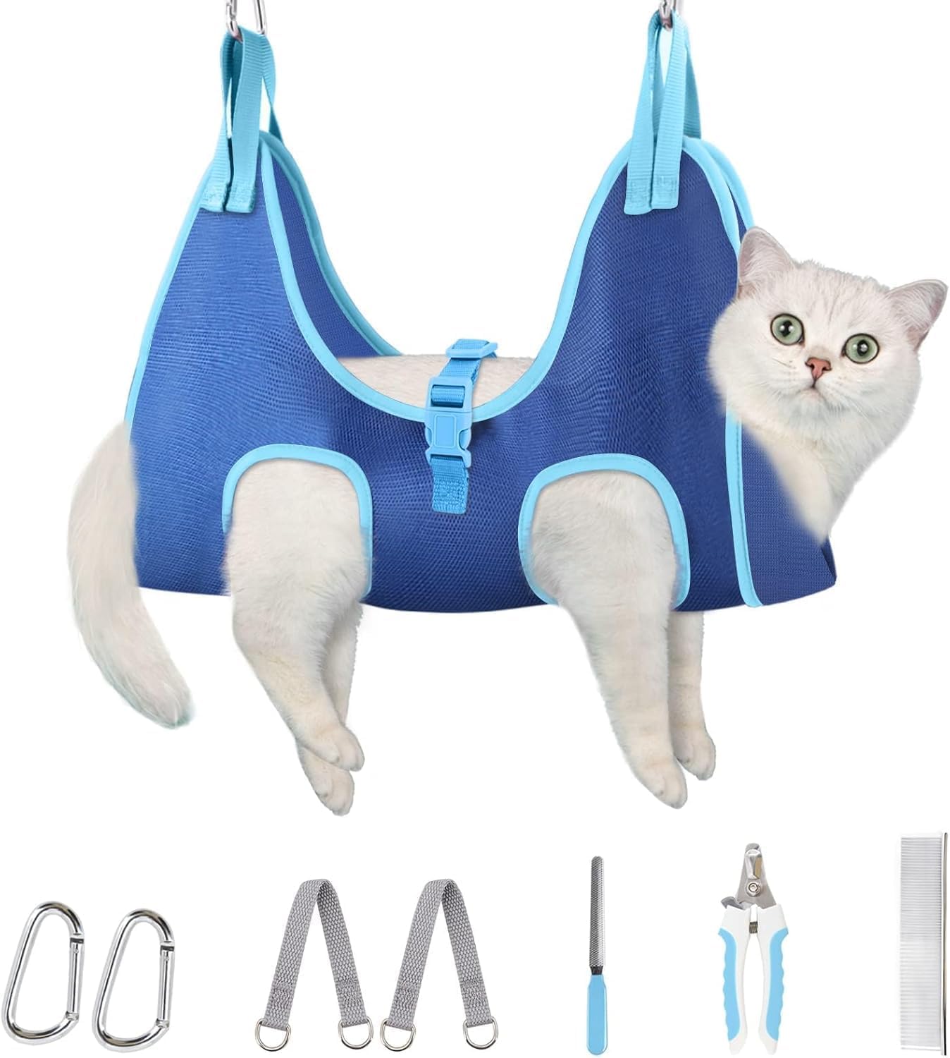 Supet Dog Grooming Hammock for Dog and Cat, Relaxation Pet Grooming Sling Helper, Breathable Pet Grooming Hammock for Nail Trimming, Ear/Eye Car with Nail Clippers/Trimmers/Scissors