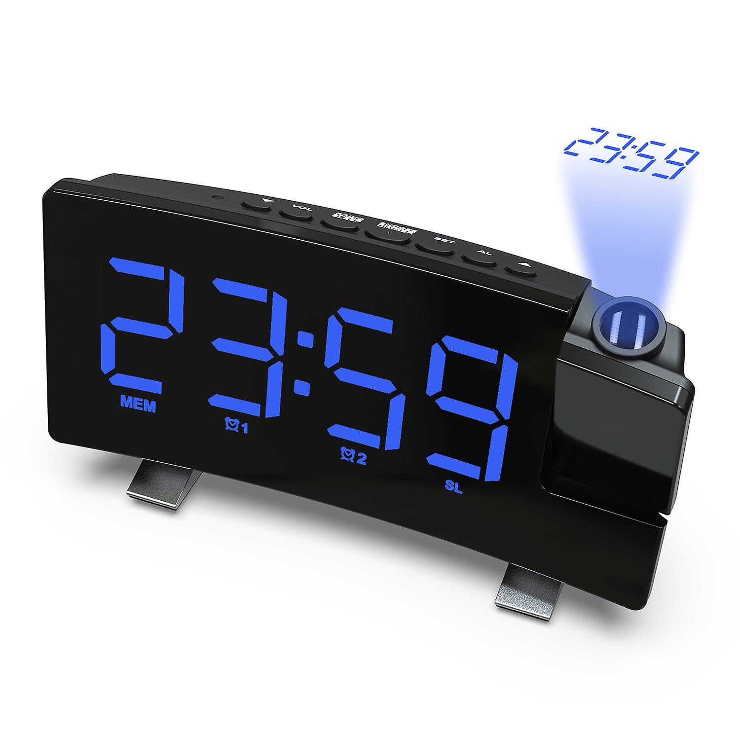 JOYHAPPST Ceiling Projection Radio, Ceiling Projector Alarm Clock With Fm Radio, Large Led Screen 12/24 Hour Display, Usb Charging Port, Dual Alarm Clocks, Adju