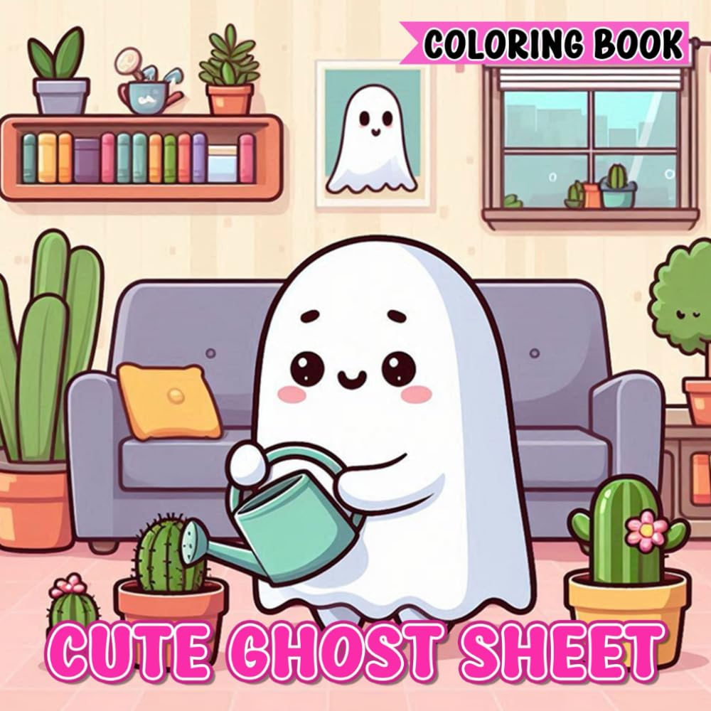 Cute Ghost Sheet: Easy Coloring Book for Adults and Kids Featuring Adorable Ghosts, Playful Designs, and Spooky Fun Illustrations, Bold and Simple Drawings for Relaxation and Creative Expression