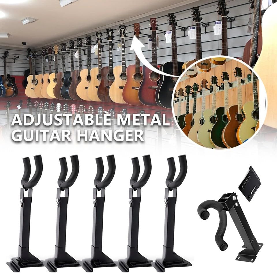 6 Pack Wall Mount Swivel Guitar Hanger Adjustable Instrument Display Rack Stand