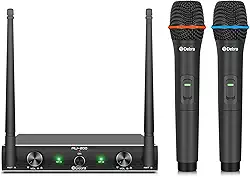 D Debra Sistema De Microfone Sem Fio Audio Au200 Pro Uhf 2 Canais Com Microfones Lapela Portáteis Fio, Receptor Metal, Para Karaokê E Festas Na Igreja (2 Portáteis)