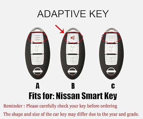 Miniatura 2 de HIBEYO Funda para llavero de 3 botones para Nissan 350Z 370Z Altima Armada CIMA Cube Frontier Fuga GT-R Juke Kicks Lannia Latio Leaf Livina con