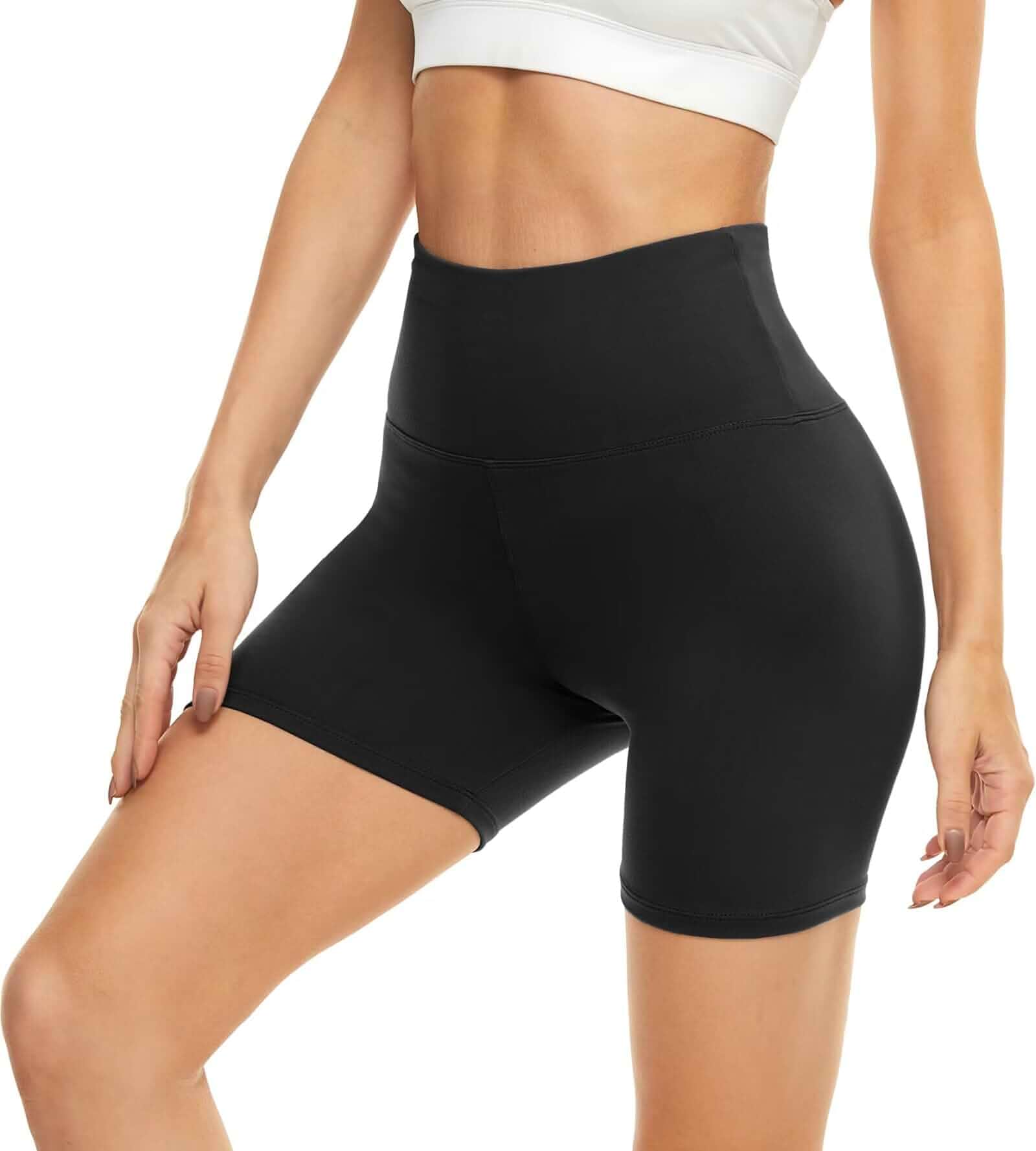 HIGHDAYS 5"/8" Biker Shorts for Women-Black High Waist Compression Spandex Bicycle,Yoga,Workout,Gym,Casual,Tummy Control,Stretch Soft Fabric,5 inch Underwear,Non see through,Plus Size,S-2XL