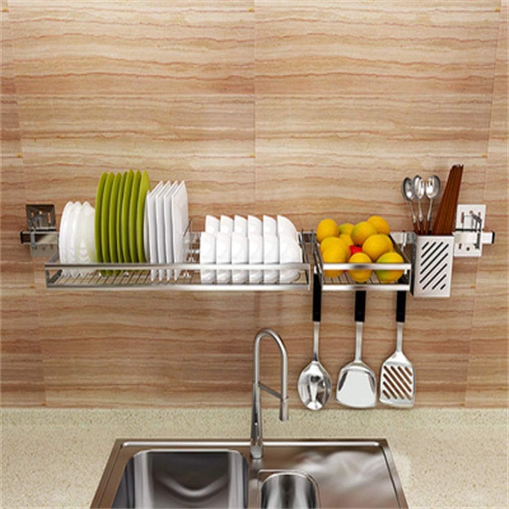 304 Stainless Steel Dish Rack Kitchen Racks Dish Storage Rack Wall Hanging Window Drain Rack,80B,100b