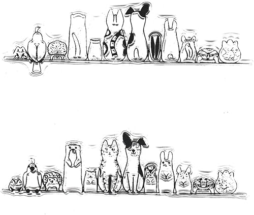 Fila de lindos animales sellos transparentes para hacer tarjetas, decoración de álbumes de recortes, patrones de silicona para grabar álbumes,