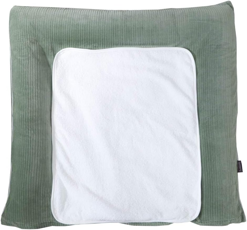 Puckdaddy Solveig Corduroy Look in Jade Green Changing Mat 78 x 77 cm 100% Cotton Oeko-Tex Tested Soft and Safe Changing Mat for Babies Optimal Comfort and Style