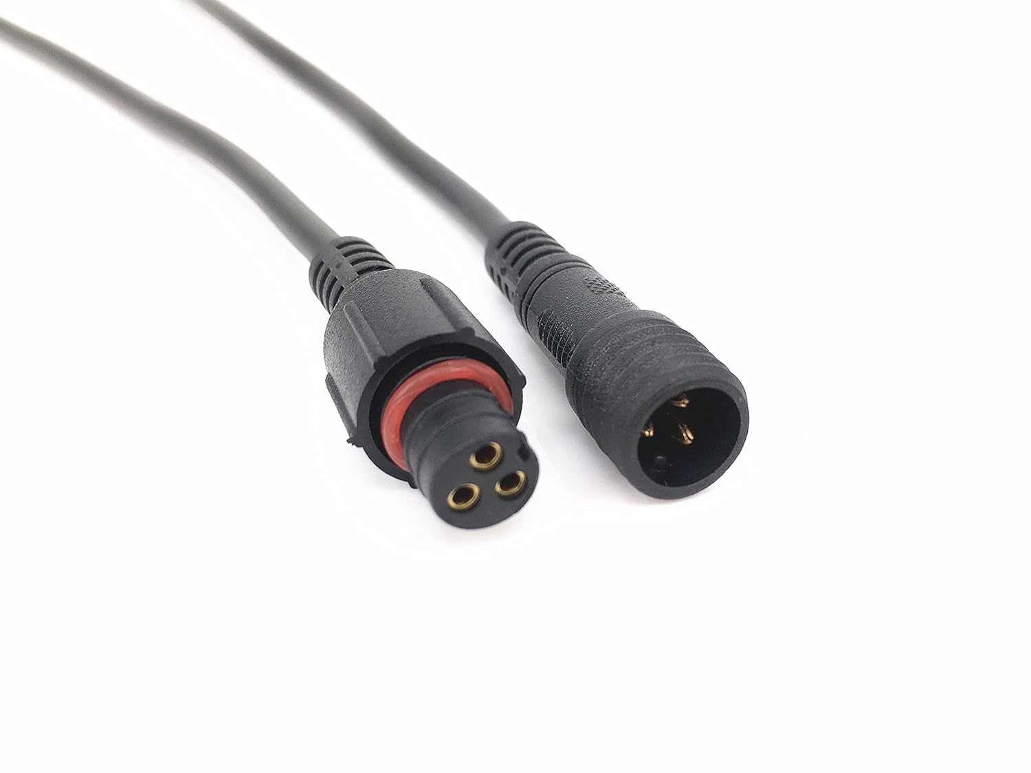 6 Pair Black 3 Pin Waterproof Connector，Waterproof Male Female Cable led Connector for for Garden Lights Path Lighting Indoor/Outdoor LED Strip Lights
