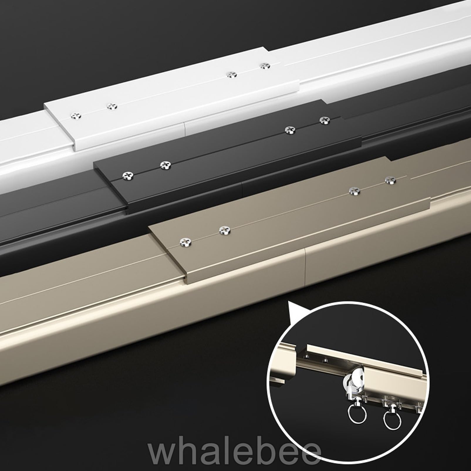 Aluminiowy system prowadnic przesuwnych 1-szynowy z cichymi rolkami regulowany 1-6 m do wewnątrz / na zewnątrz sufit / ścienny odporny na ścieranie, idealny do ciężkich drzwi.