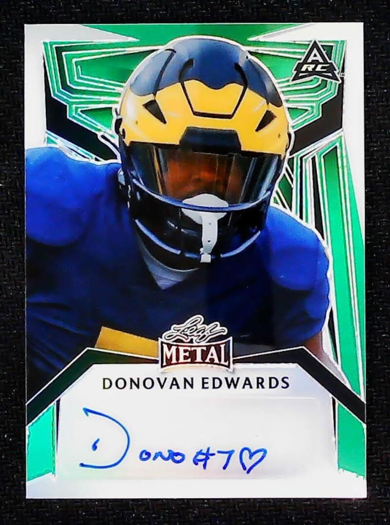 2023 Leaf Metal #PA-DE1 Donovan Edwards RC Rookie AUTO 3/3 Michigan Football Trading Card