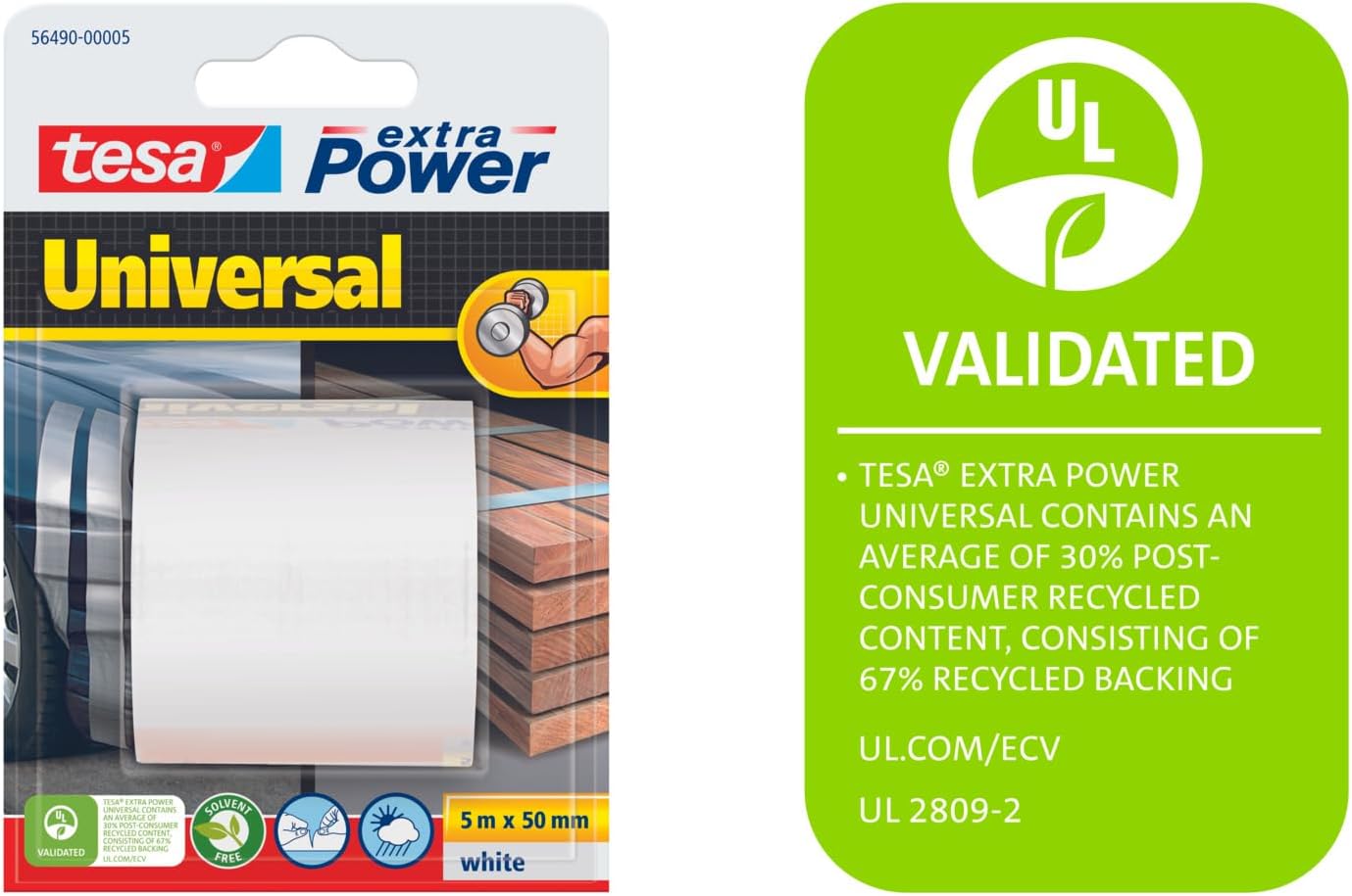 Tesa Universal 56490-00005-01 m:50 Xp Tape 5 mm, White
