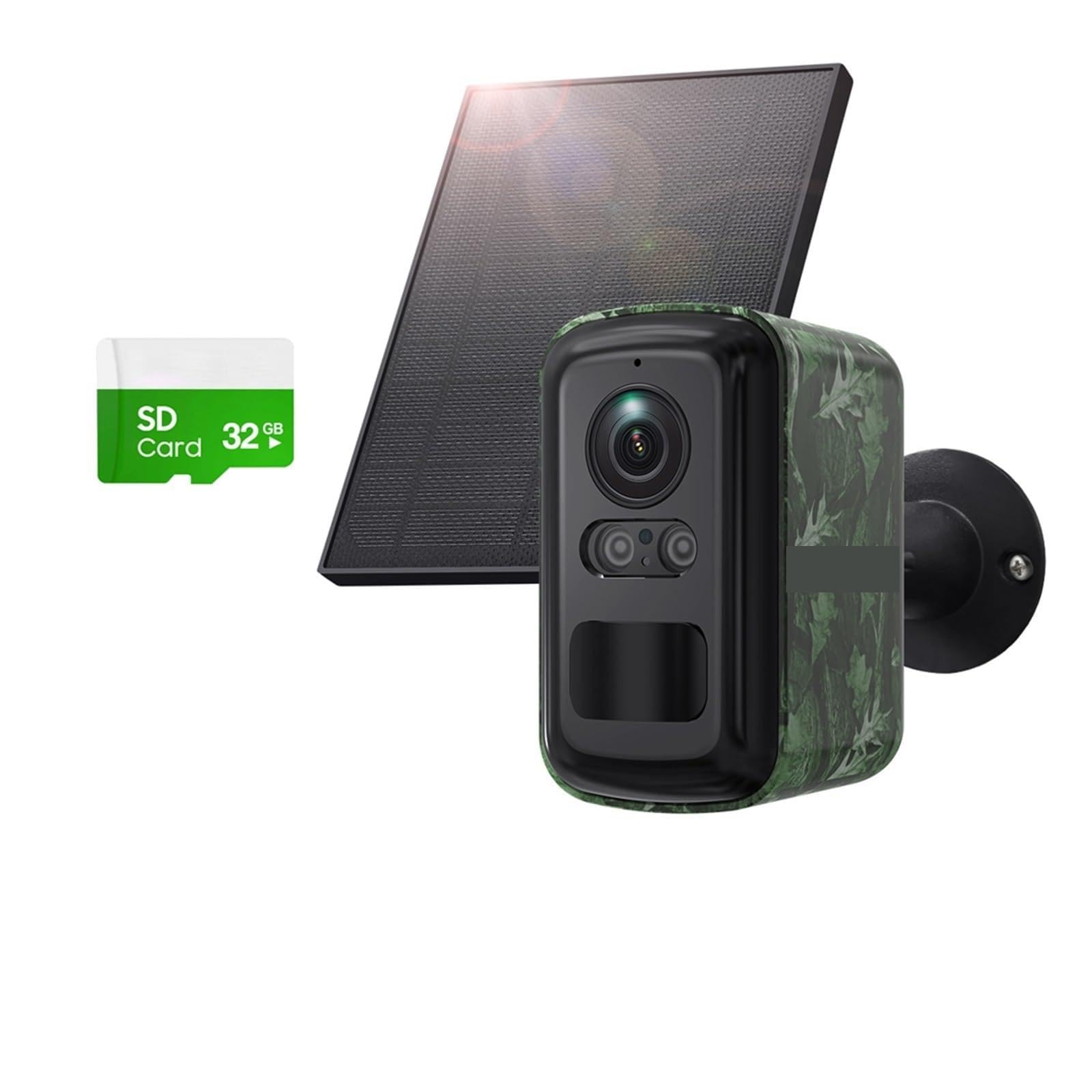 Oshpmbdlyfj 5Mp Wifi 32Gb Cam 5Mp Solar 4G Camera Outdoor Surveillance Camouflage Color Security Mini Camera Pir Detection Auto Tracking(5Mp Wifi 32Gb Cam)