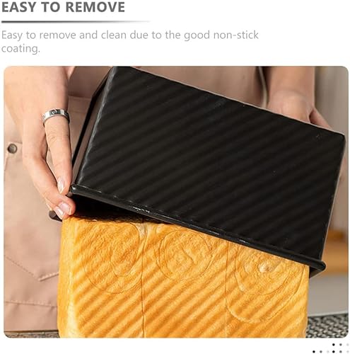 Miniatura 3 de Cabilock Molde de acero al carbono para tostadas con tapa, antiadherente, para hornear pan en casa para hornear pan