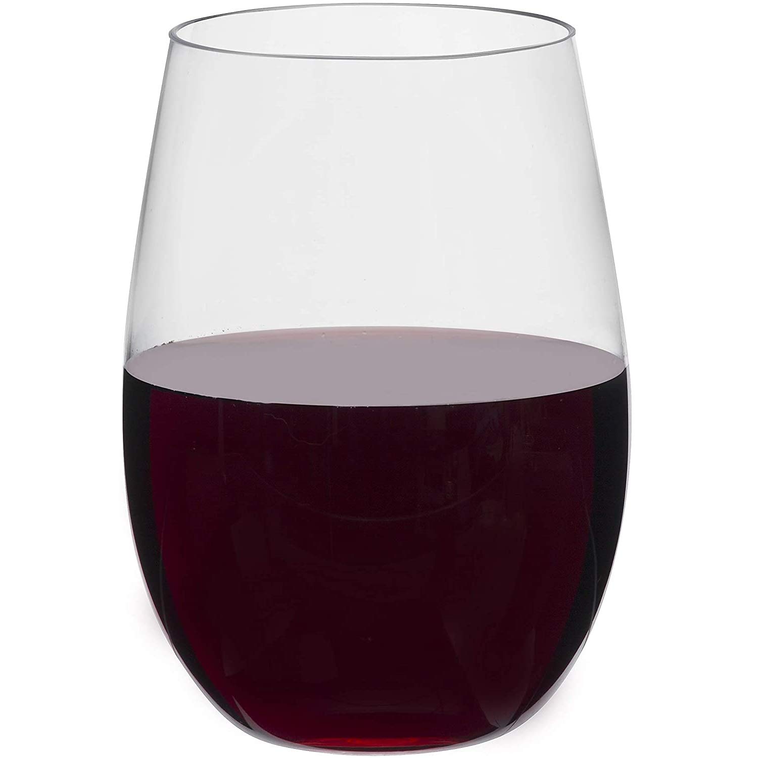 BPA-Free Shatterproof Stemless plastic cups, Pack of 4 (16 Oz.), Clear Wine Glasses
