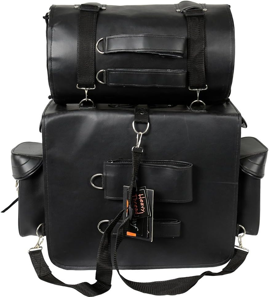Raider Motorcycle Leather Touring Storage Luggage Bag with Removeable Roll Bag : Automotive